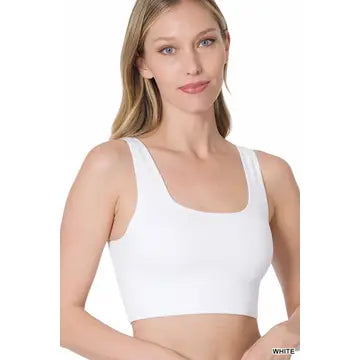 Ribbed Square Neck Cropped Tank Top