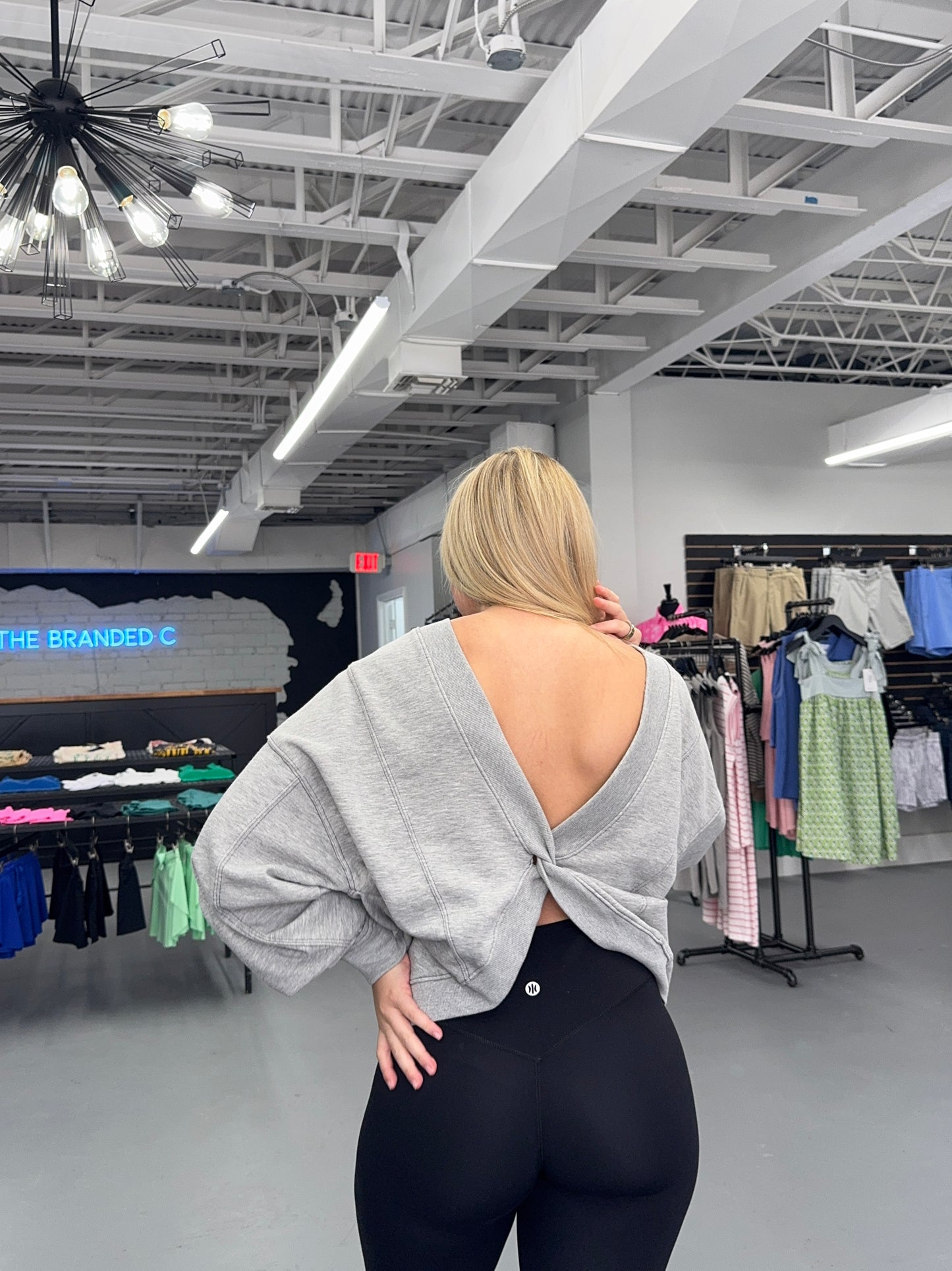 Reversible Twist-Front Washed Terry Sweatshirt Top