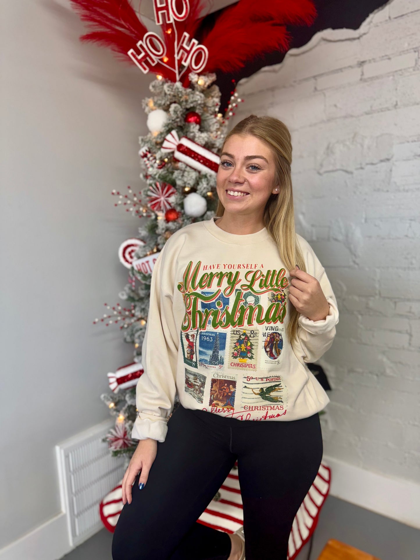 Have A Merry Christmas, Stamps Boxy Cotton 90's Sweatshirt