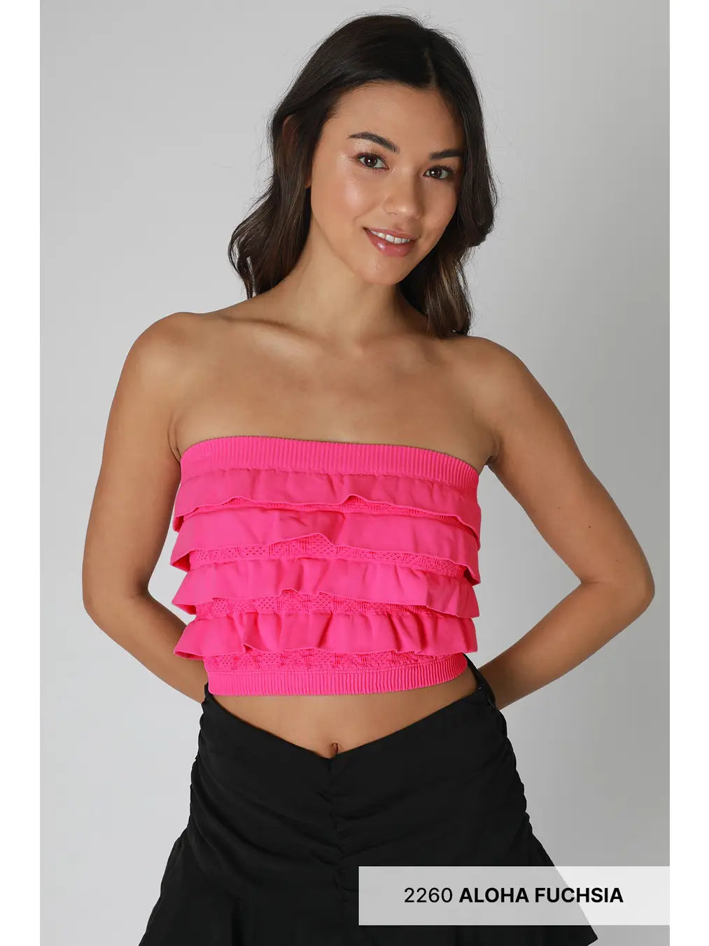Layered Ruffle Tube Top