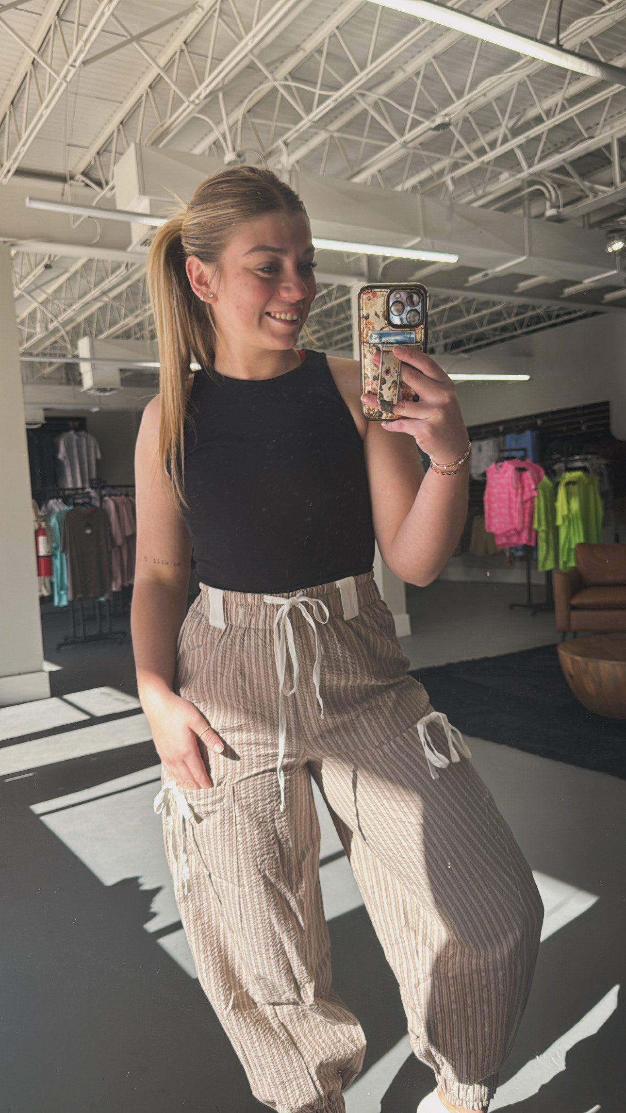 Brown Paisley Lantern Pants | Knot Waist Pants