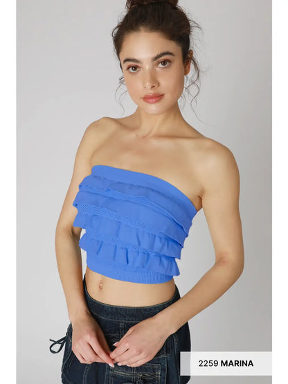 Layered Ruffle Tube Top