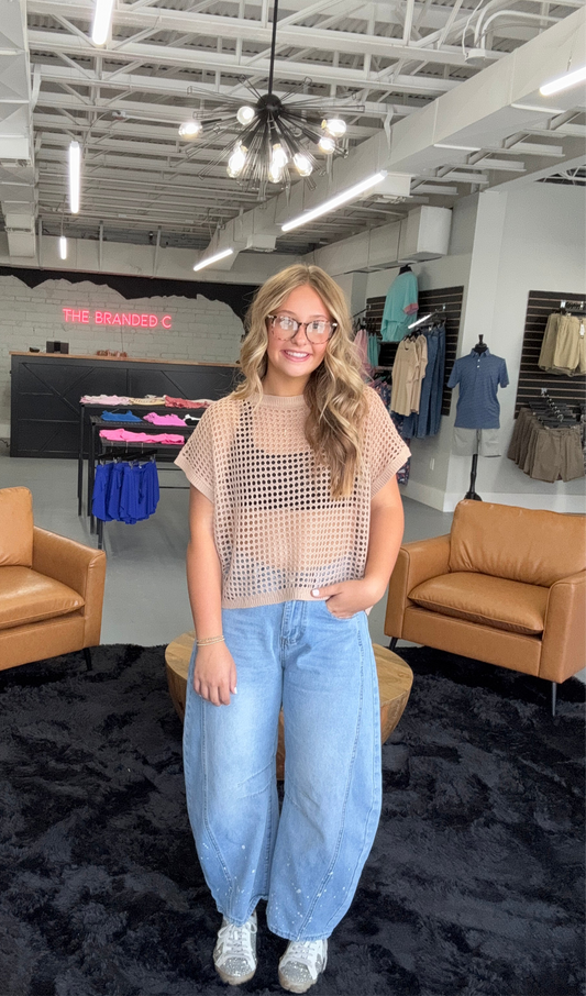 Ladies Mid Rise Wide Leg Barrel Jeans