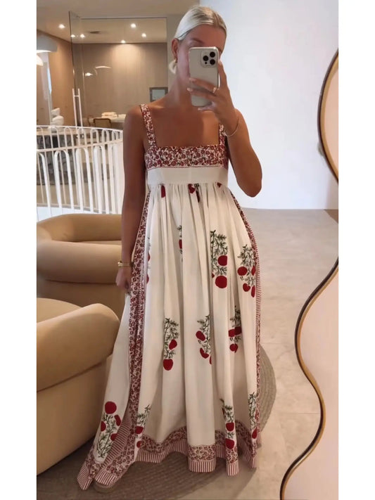 Resort Violette Floral Maxi Flare Dress Strappy Dress