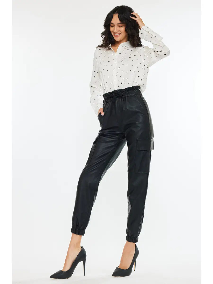 Leather Cargo Joggers