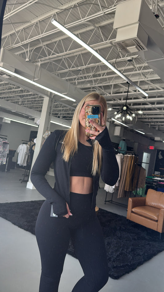 Ribbed Seamless Zip Up