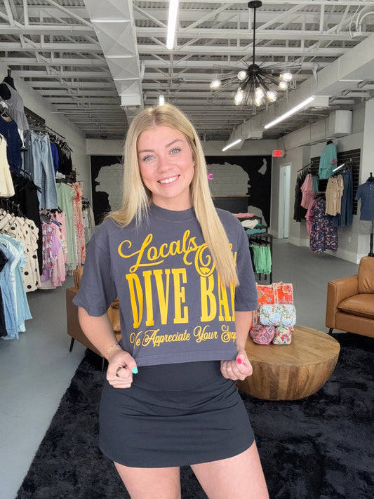 Locals Only Dive Bar, Western Cropped T-shirt