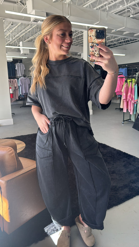 Mineral Washed Exposed Barrel Pants Set