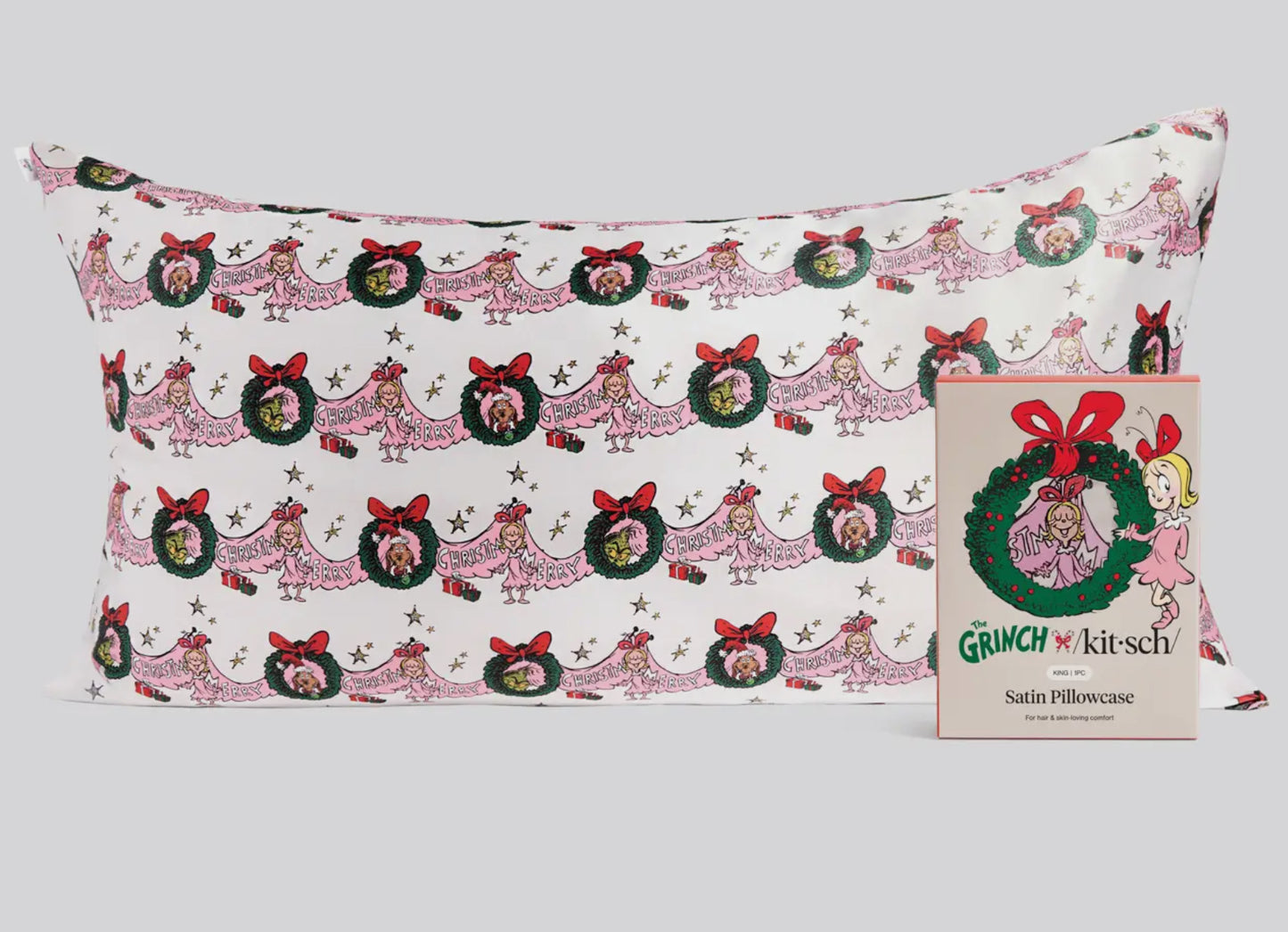 The Grinch X Kitsch Satin Pillowcase in Cindy Lou Who
