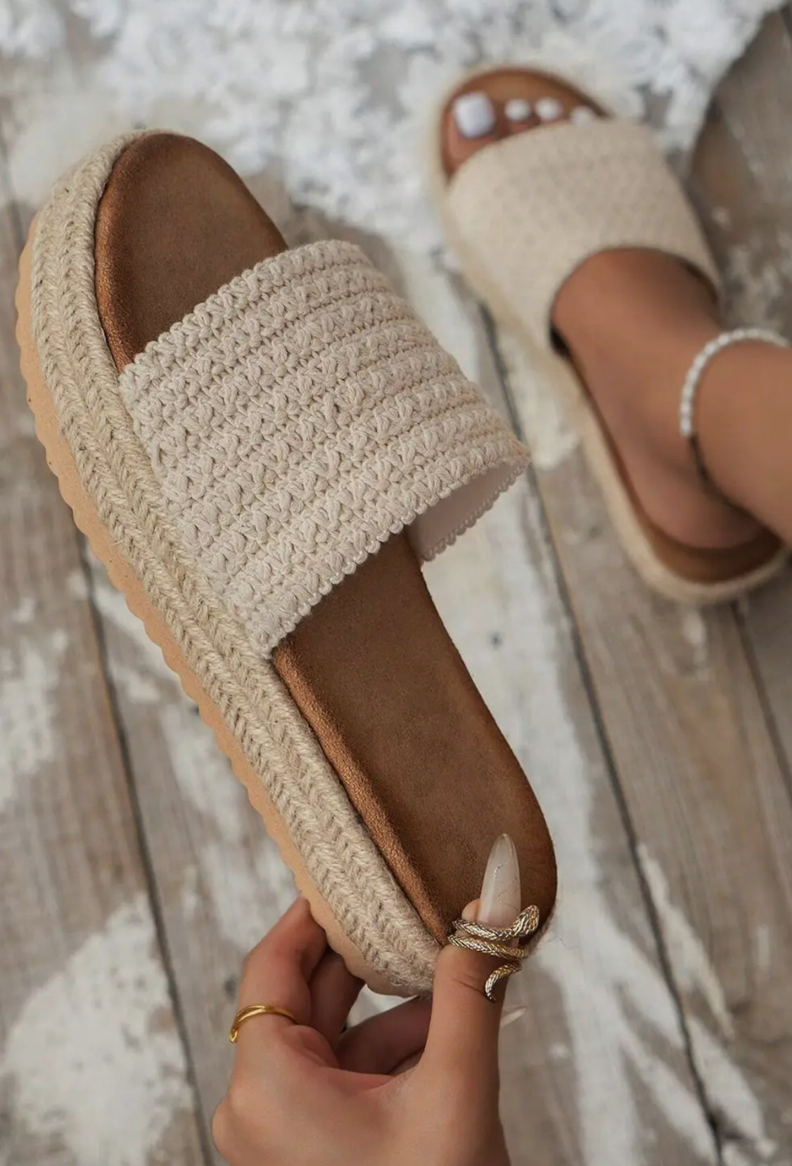 Boho Woven Wedge Fashion Slippers
