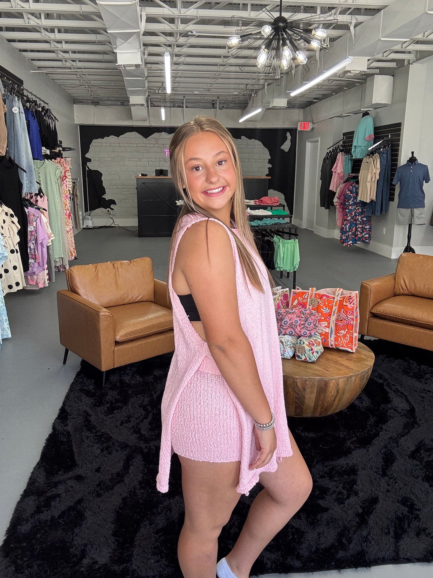 Tunic Top & Shorts Sweater Two-Piece Set