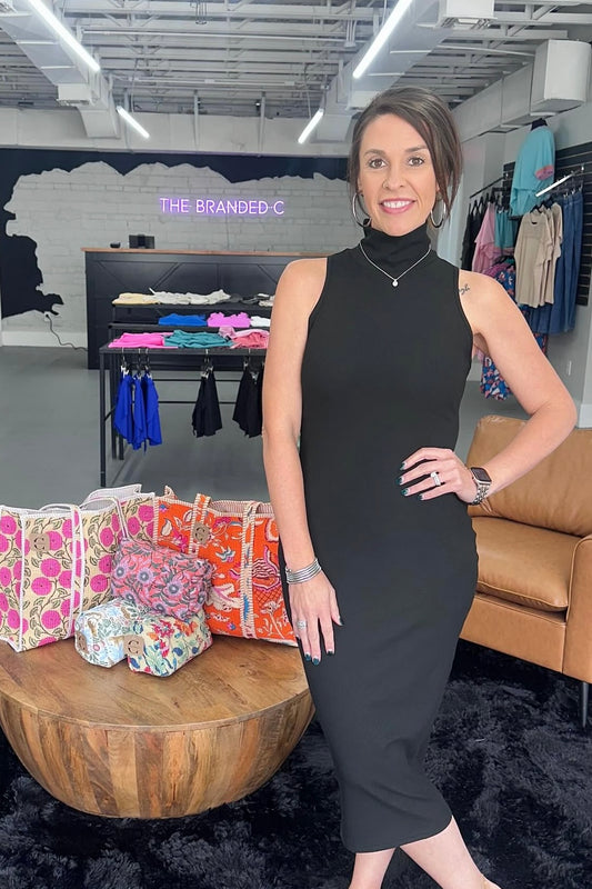 Semi-Turtleneck Fitted Tank Dress