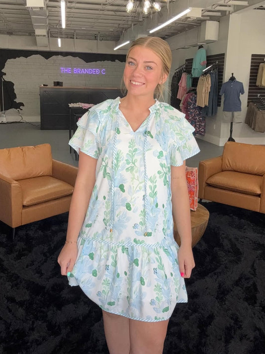 Calista Floral Ruffle Sleeve Mini Dress