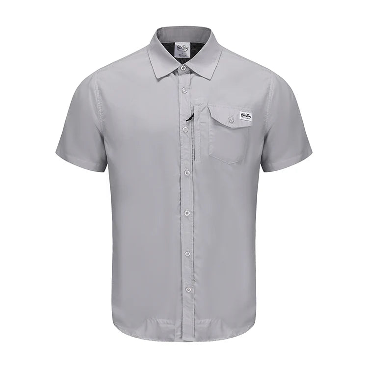 OLE BOY Performance Button Up Fishing Shirt - Grey