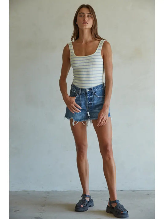 Denim Distressed Detail Shorts