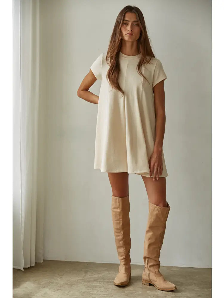 Knit Short Sleeve Flare Tunic Top