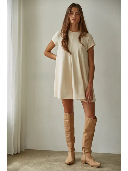 Knit Short Sleeve Flare Tunic Top
