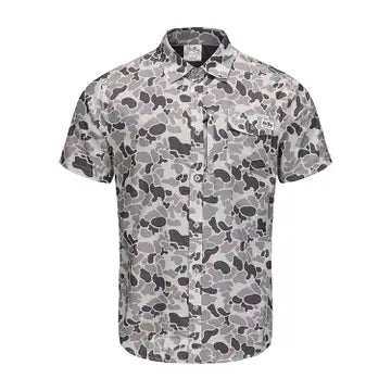 Ole Boy Performance Button Up Fishing Shirt - Grey Camo