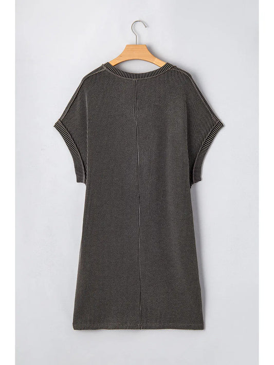 Plus Size Corded V-Neck T-Shirt Summer Dress