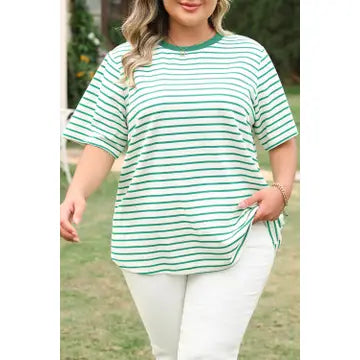 Plus Size Stripe Round Neck T-Shirt
